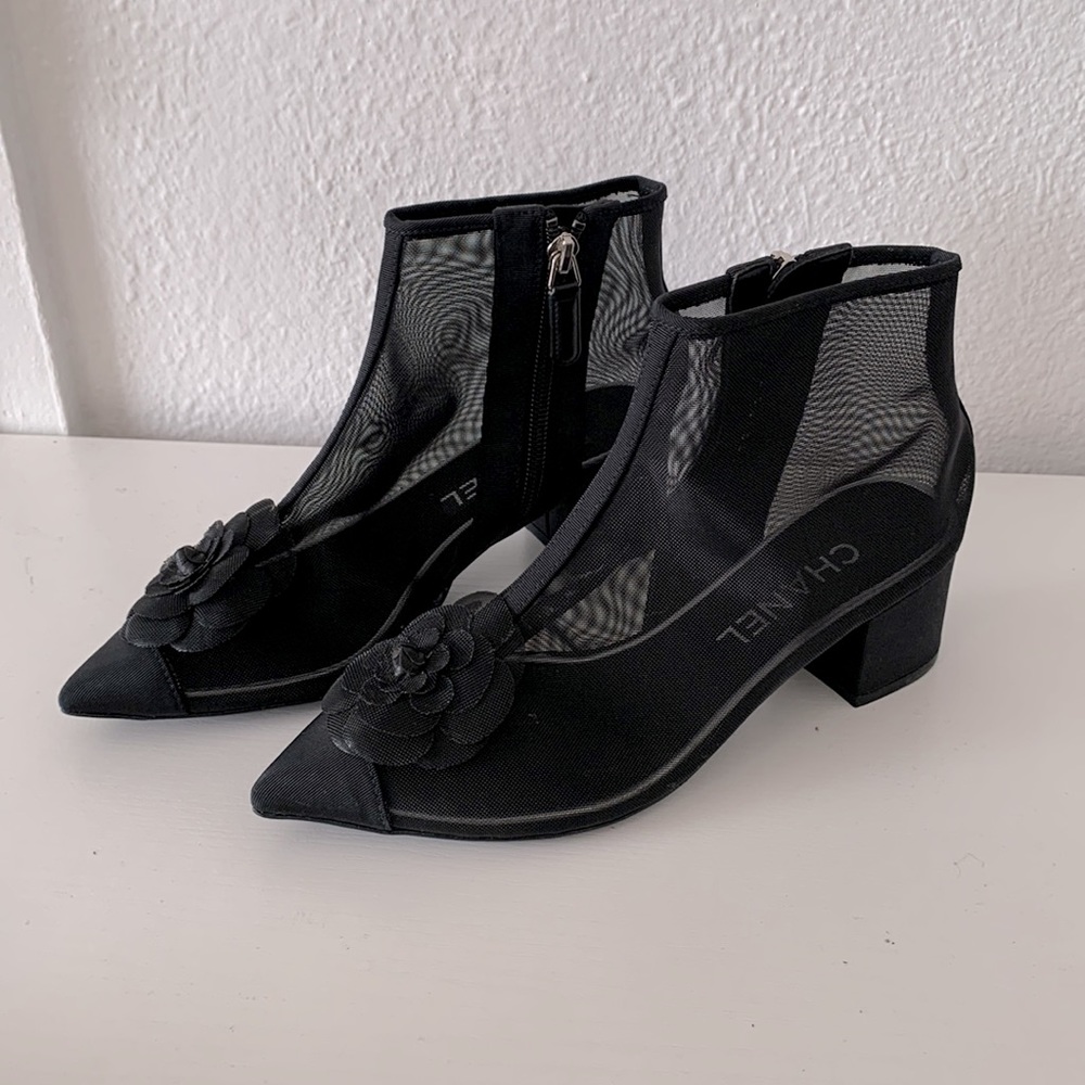 Chanel mesh ankle boots
